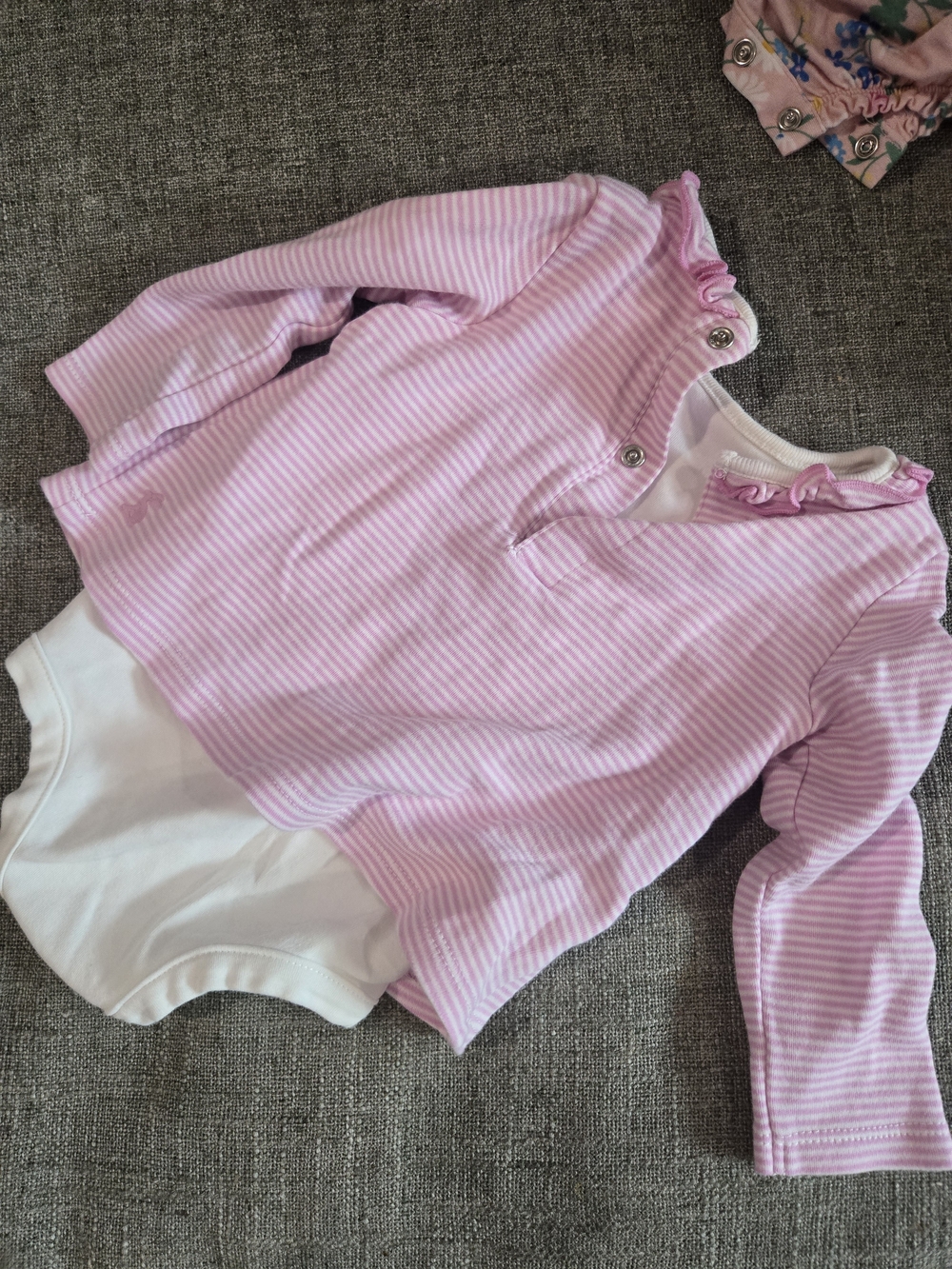 Joules Pink and White Striped Baby Bodysuit - Picture 2 of 4